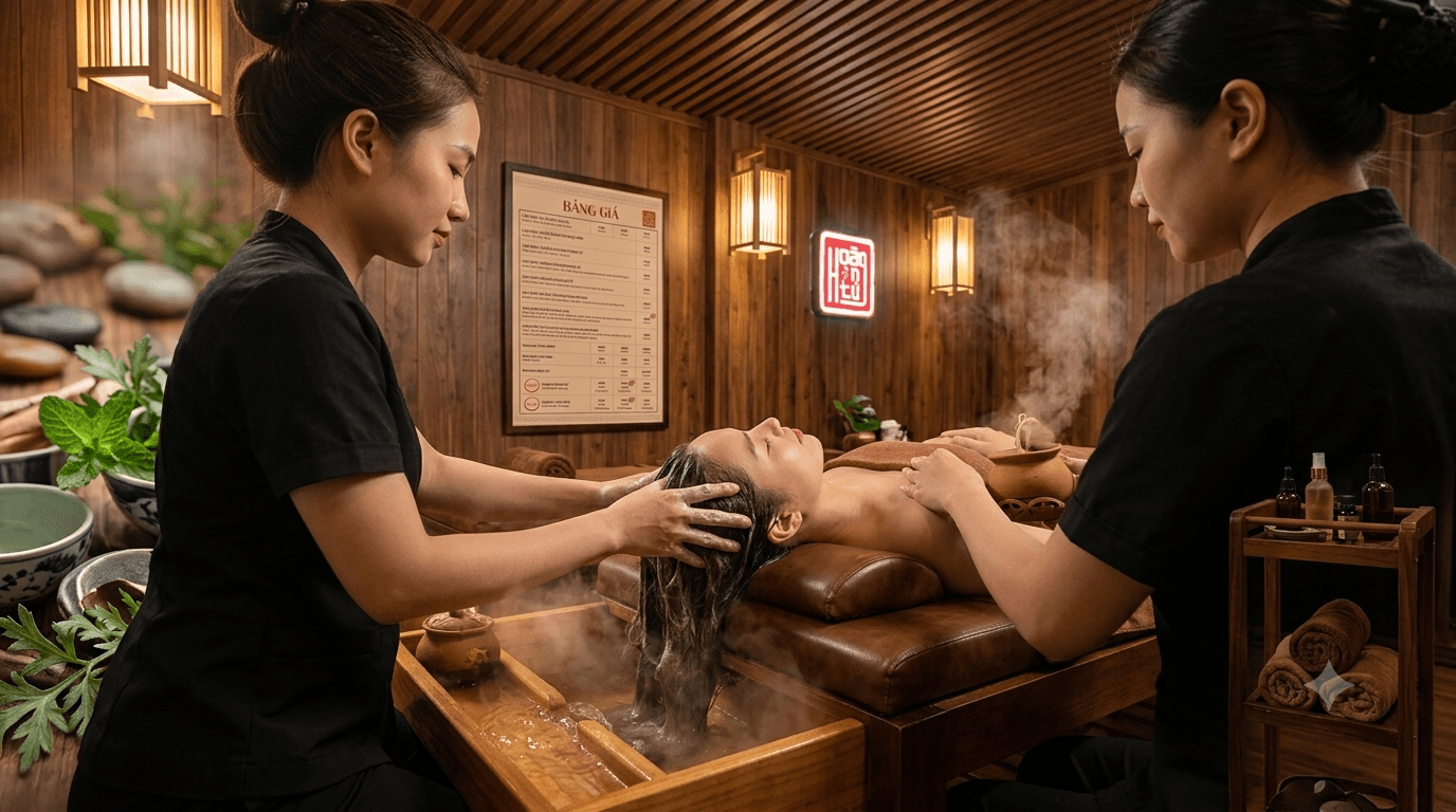 Không gian tiệm gội đầu dưỡng sinh gần đây sạch sẽ và yên tĩnh